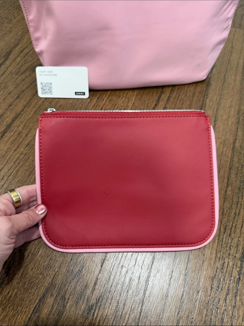 Away Two-Piece Pink and Red Cosmetic Pouch Set